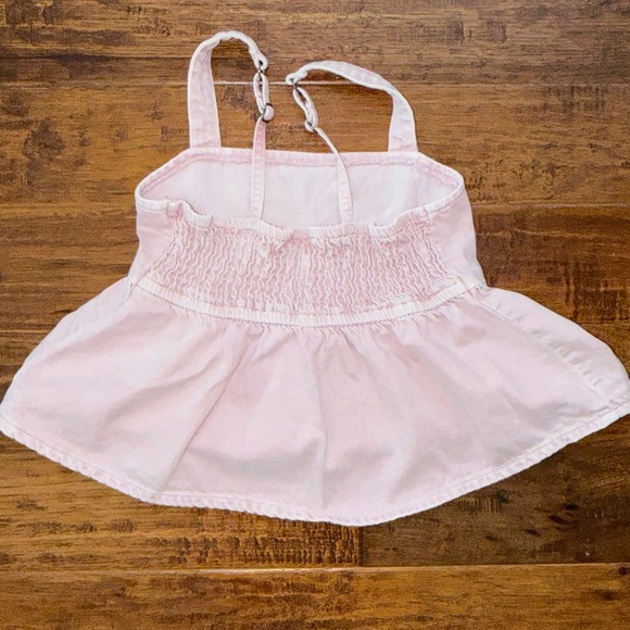 Abercrombie Kids Light Pink Denim Baby Doll Smocked Top, size 9/10 - Picture 5 of 5